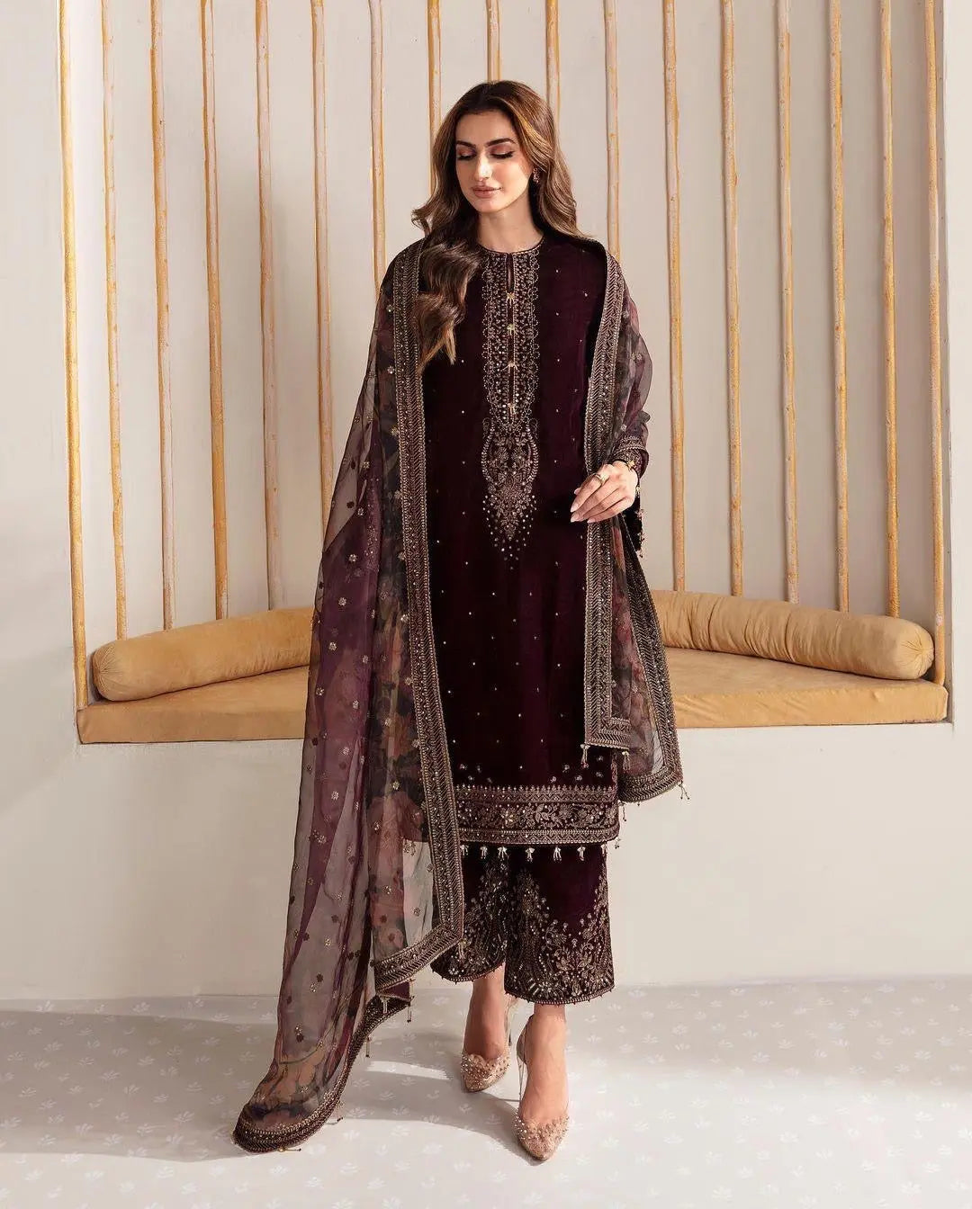 Viscose Sequence work Party Wear Velvet Suit - Premium  from Ethenika.com  - Just INR 3290! Shop now at Ethenika.com