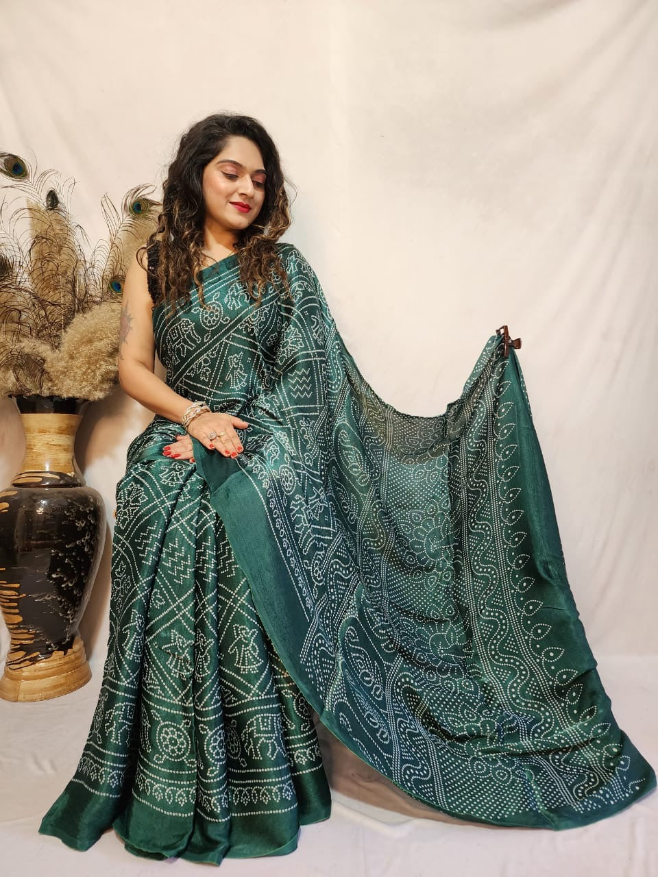 Modal Silk Bandhani Print Saree - Premium from Ethenika.com - Just INR 3490! Shop now at Ethenika.com