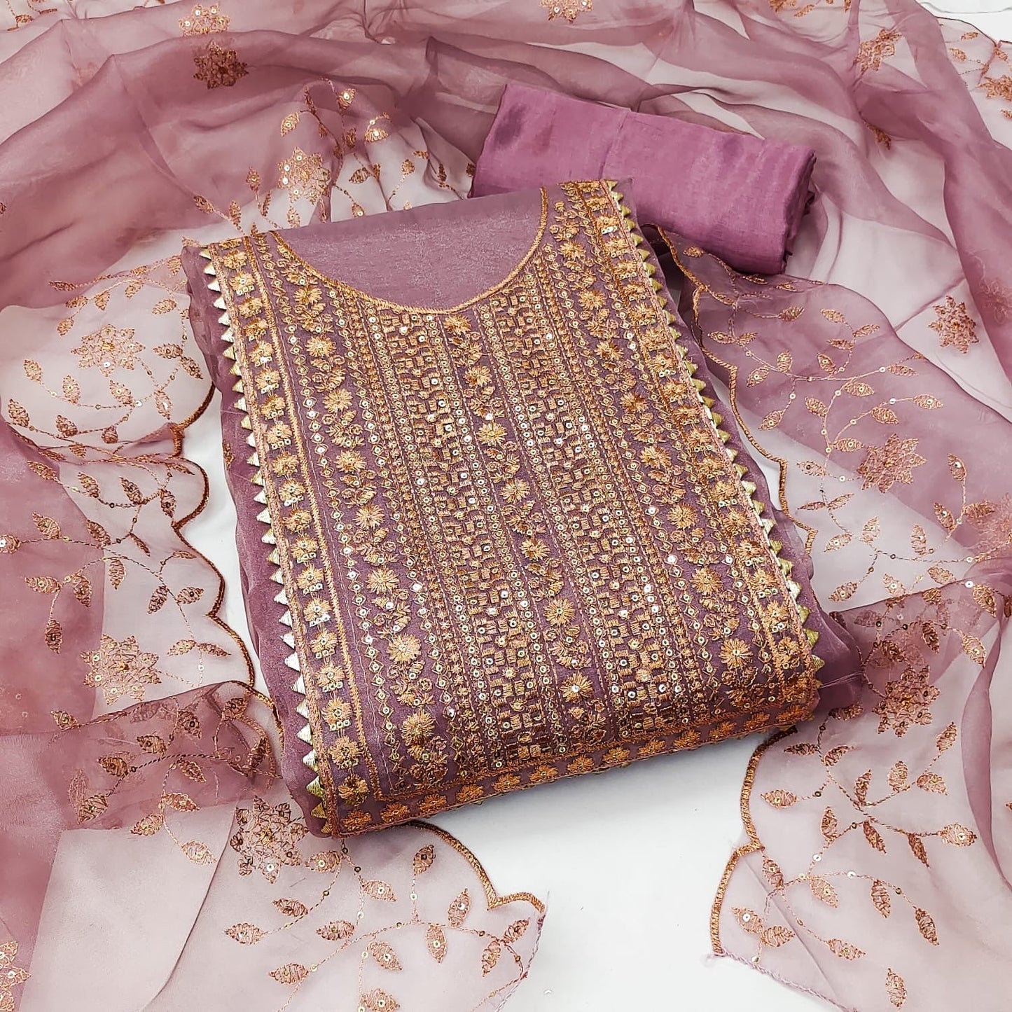Organza Silk with Multi work Womens Dress Material ( Unstitched) - Premium from Ethenika.com - Just INR 1590! Shop now at Ethenika.com