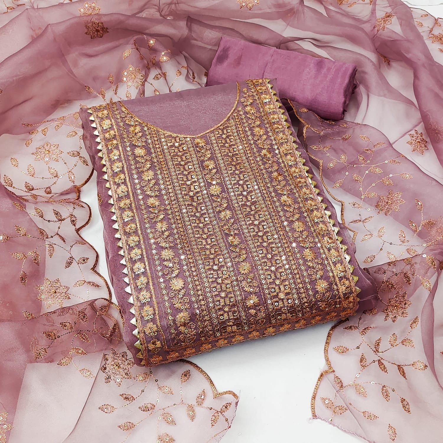 Organza Silk with Multi work Womens Dress Material ( Unstitched) - Premium  from Ethenika.com - Just INR 1590! Shop now at Ethenika.com