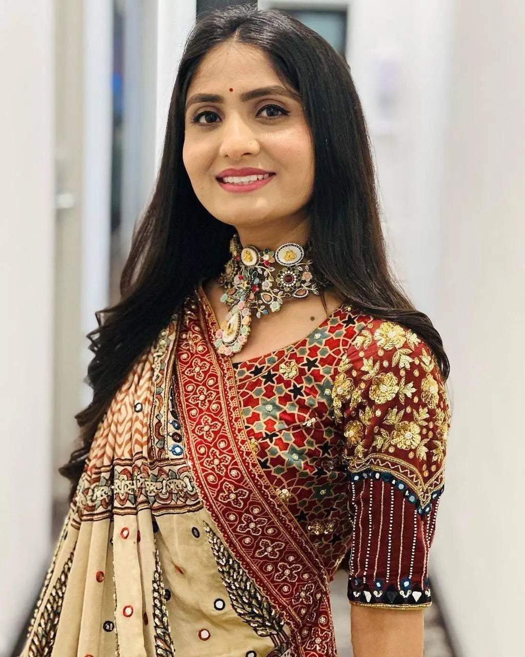 Heavy Muslin Digital Print Mirror Work Navratri Chaniya Choli - Premium from Ethenika.com - Just INR 2790! Shop now at Ethenika.com