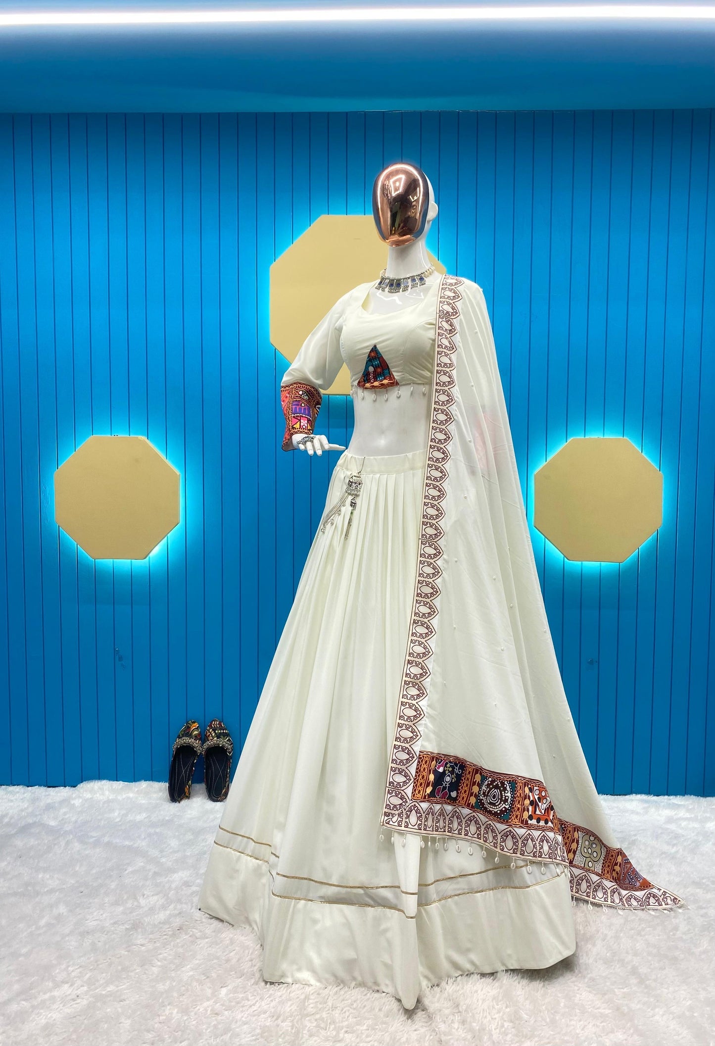 Gamthi Kodi Work White Concept Navratri Special Chaniya Choli - Premium from Ethenika.com - Just INR 2990! Shop now at Ethenika.com