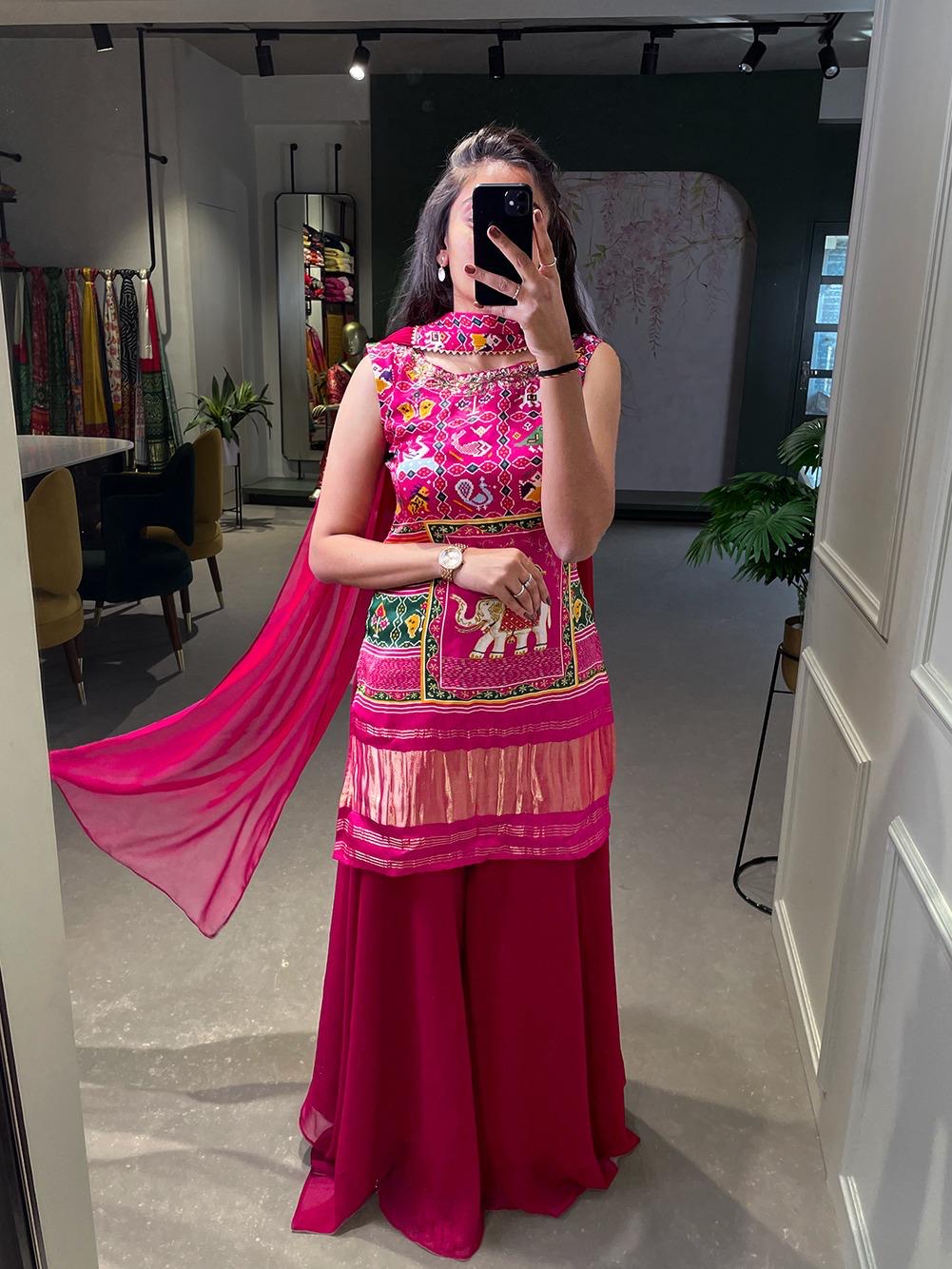 Modal Ghazi Silk Digital Print Kurti Palazzo Dupatta Set (Ready to Wear) - Premium from Ethenika.com - Just INR 4990! Shop now at Ethenika.com