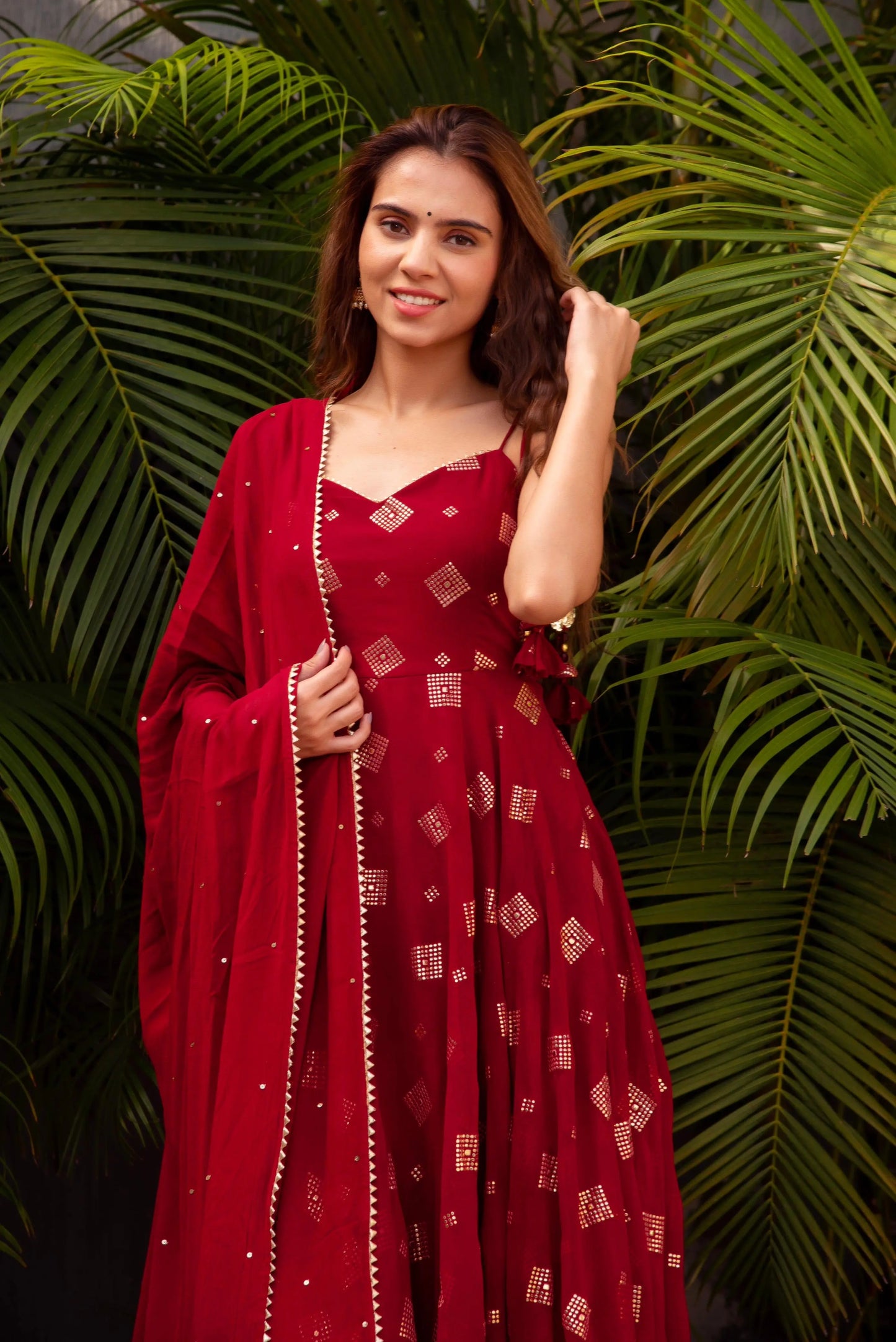 Georgette Blooming Flare Golden embroidery work Kurti Dupatta Set - Premium from Ethenika.com - Just INR 1890! Shop now at Ethenika.com
