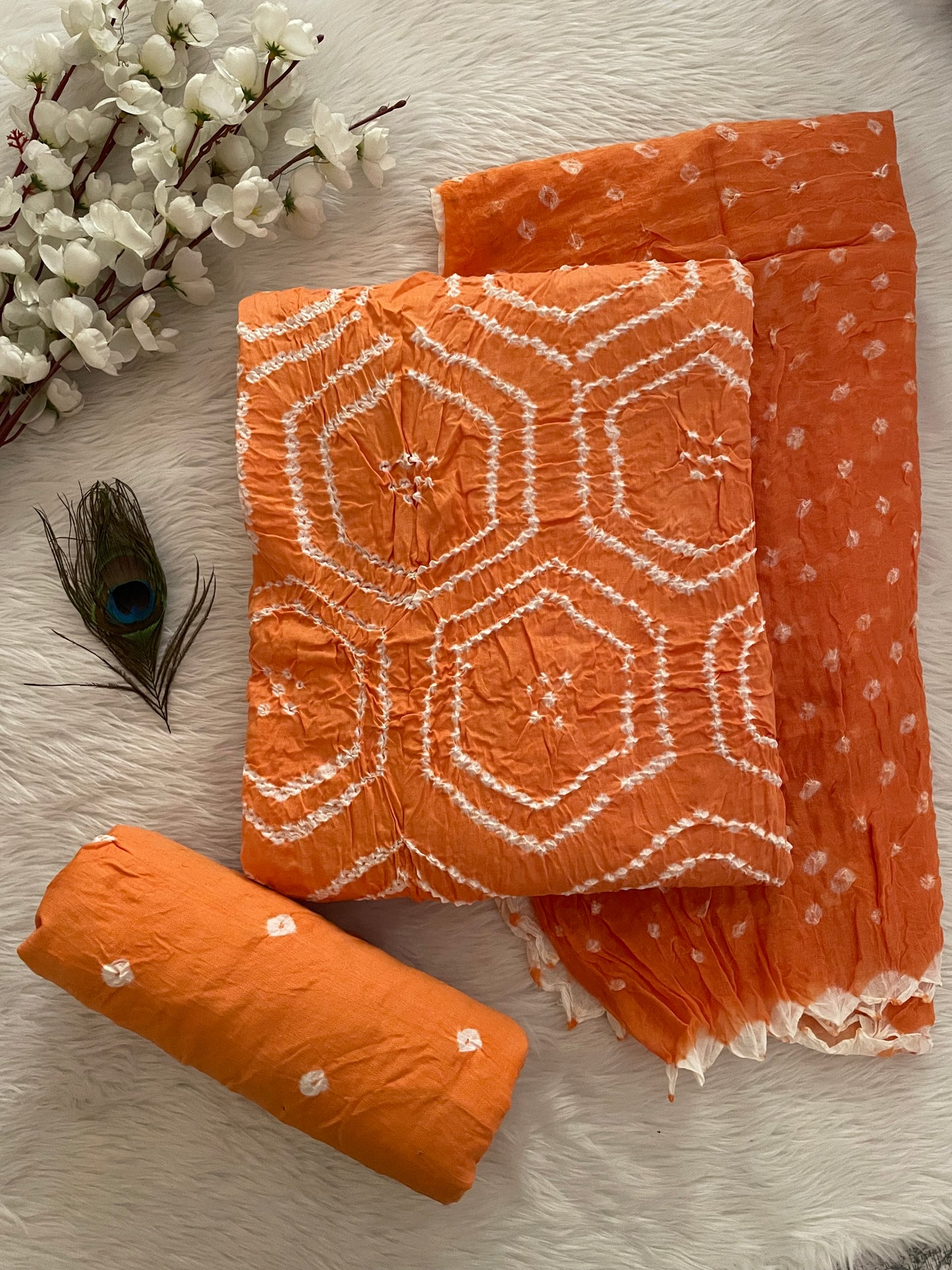 Cotton Satin Self Color Box Pattern Bandhani Dress Material (Unstitched) - Premium from Ethenika.com - Just INR 1690! Shop now at Ethenika.com