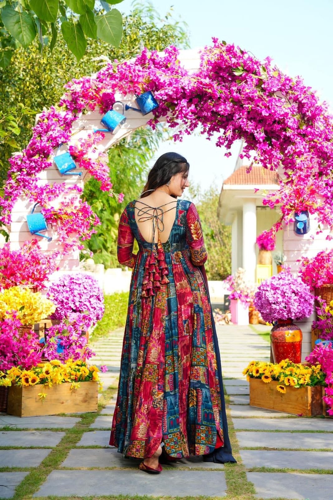 Muslin Digital Print Flair work Kurti Dupatta Set - Premium from Ethenika.com - Just INR 1590! Shop now at Ethenika.com