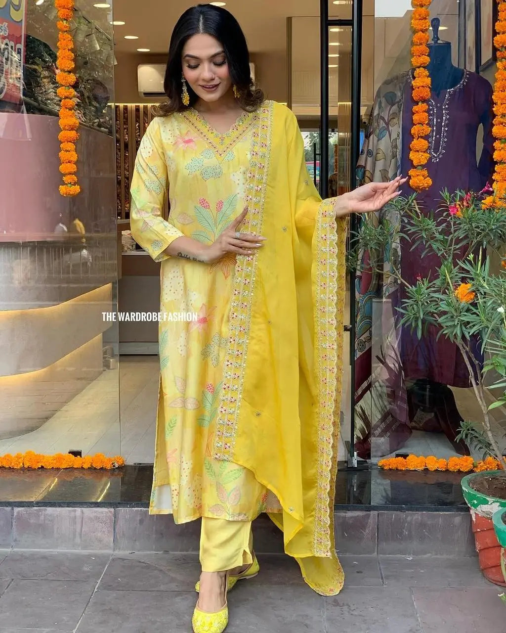 Muslin Silk digital Print with Embroidery work Kurti Pant Dupatta Set - Premium from Ethenika.com - Just INR 2790! Shop now at Ethenika.com