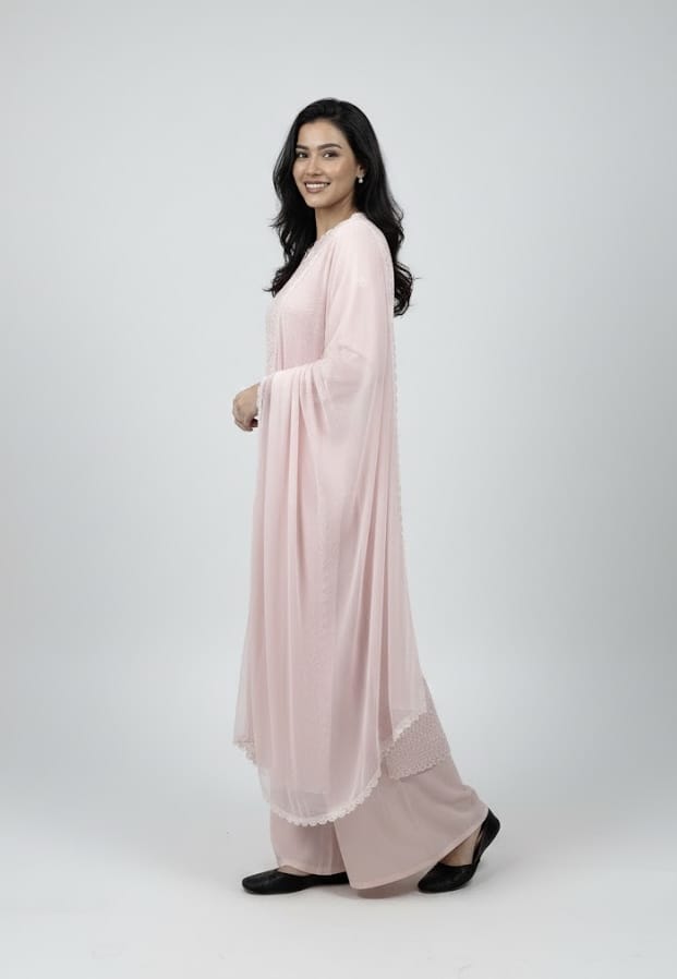 Faux Georgette Chikankari Kurti Palazzo Set Ethenika.com