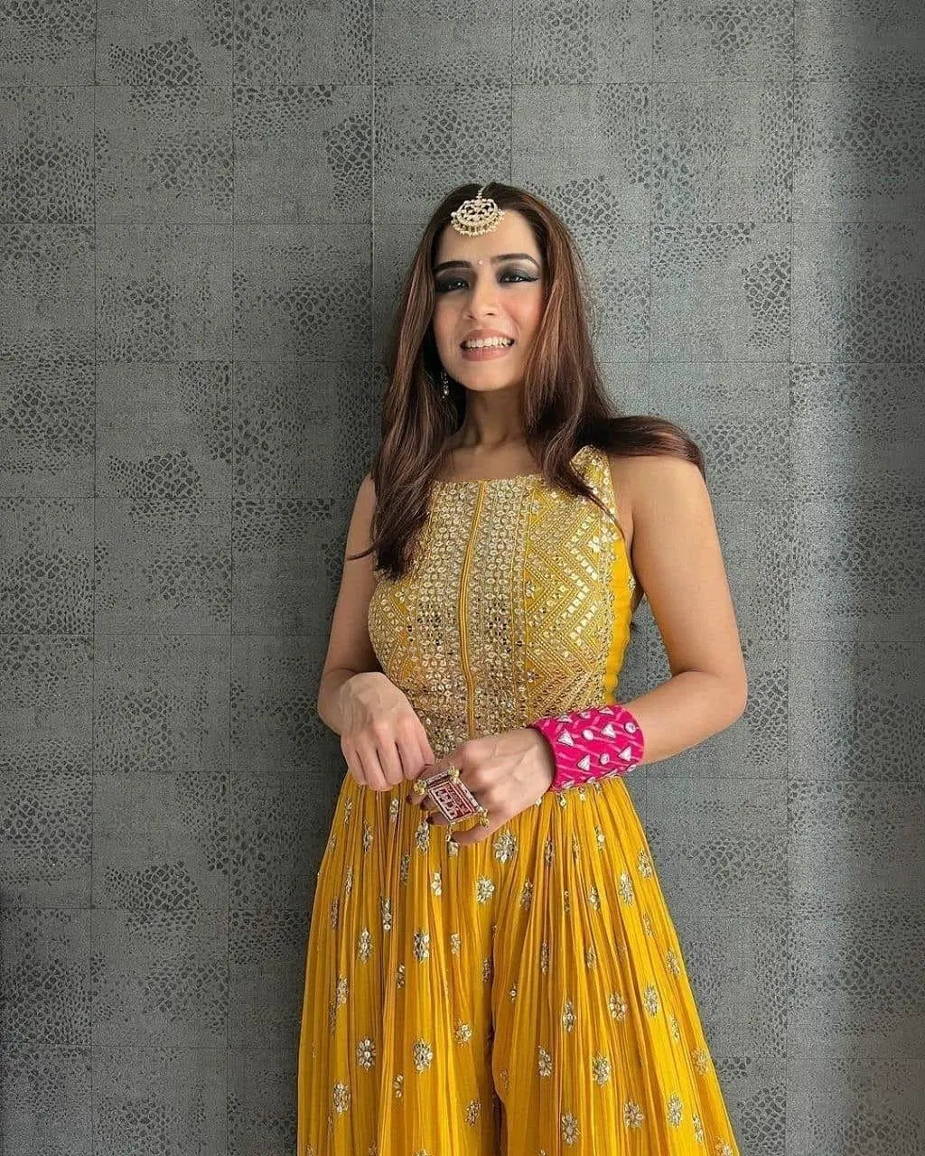 Faux Georgette Foil mirror work Jump Suit (Stitched) Ethenika.com