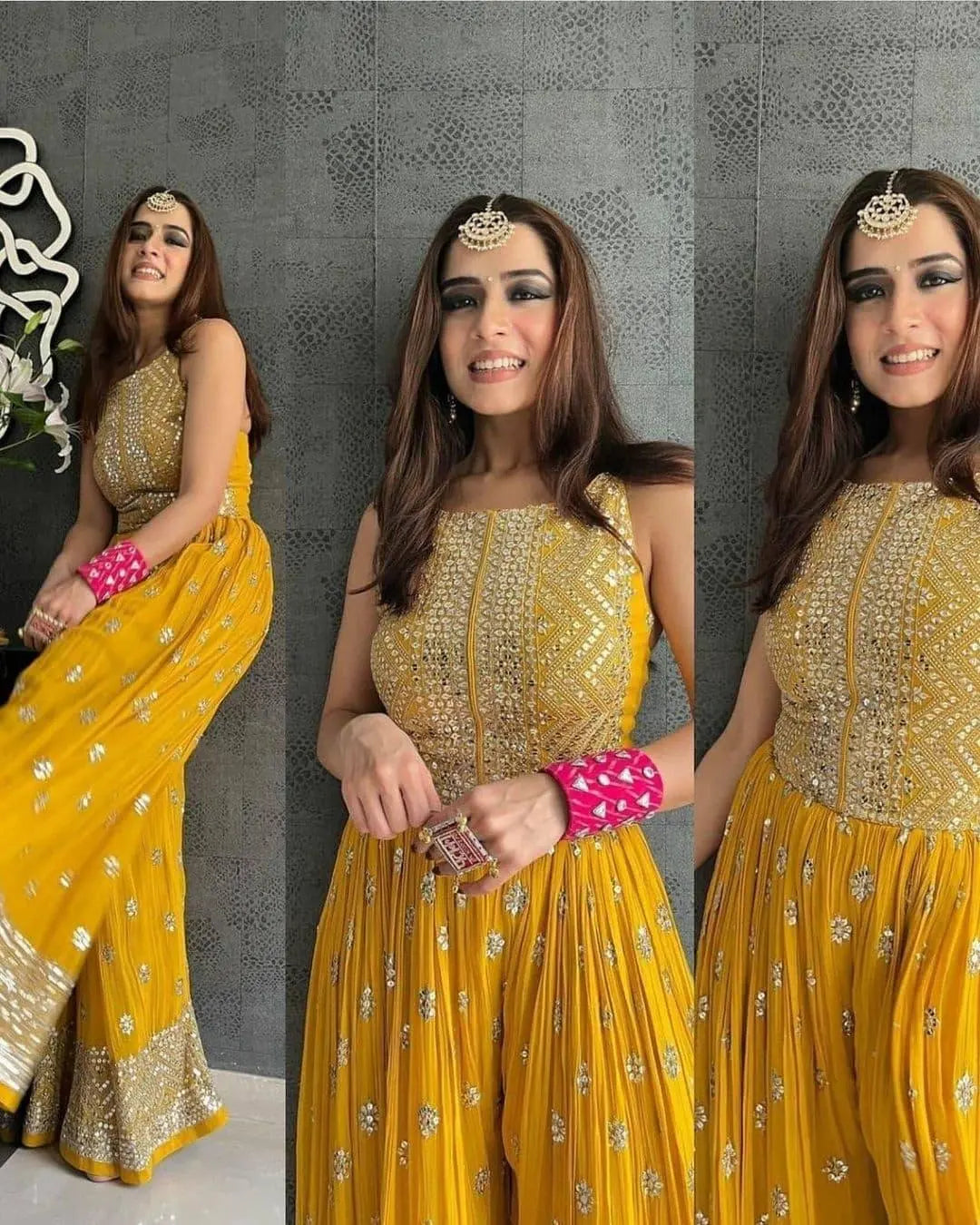 Faux Georgette Foil mirror work Jump Suit (Stitched) Ethenika.com