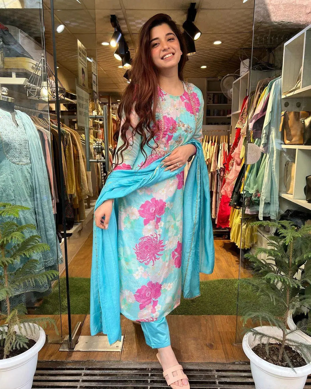 Floral Digital Print Kurti Pant Dupatta Set (Stitched) Ethenika.com