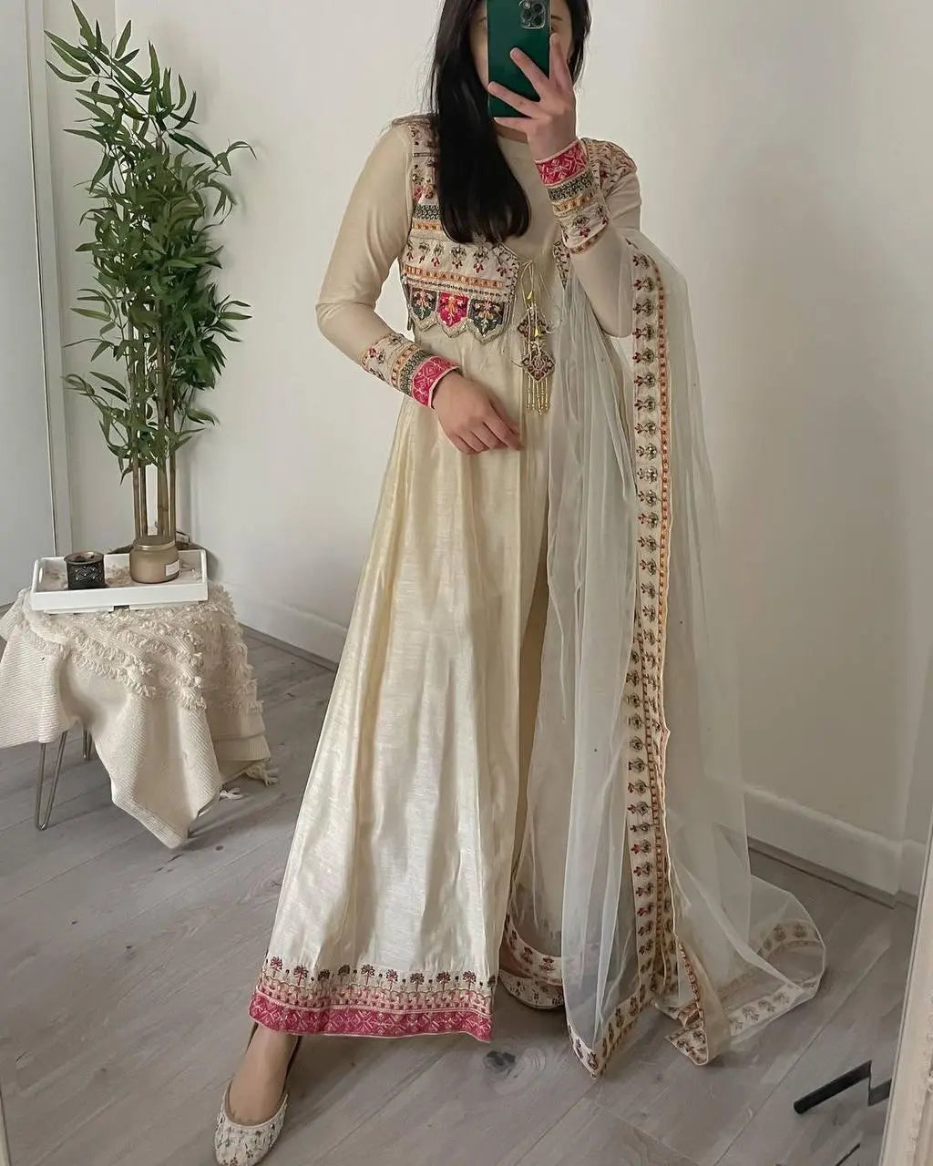 Heavy Silk Emboidery work Anarkali gown (Stitched) Ethenika.com
