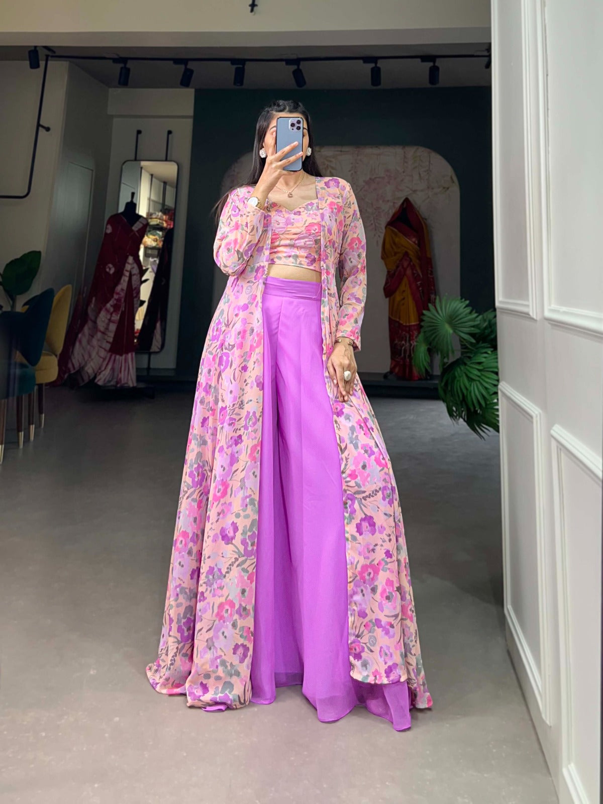 Faux Georgette Digital Print Work Shrug Palazzo Set (Fully Stitched) - Premium from Ethenika.com - Just INR 4590! Shop now at Ethenika.com