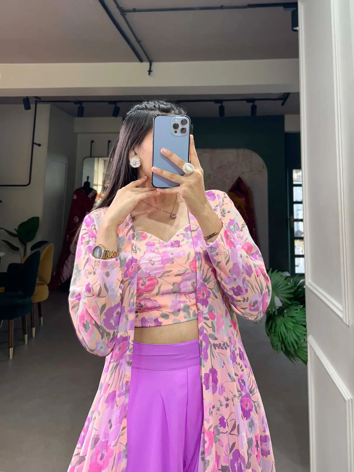 Faux Georgette Digital Print Work Shrug Palazzo Set (Fully Stitched) - Premium  from Ethenika.com - Just INR 4590! Shop now at Ethenika.com