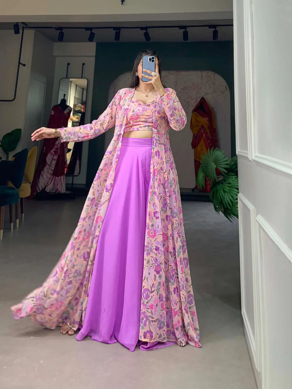 Faux Georgette Digital Print Work Shrug Palazzo Set (Fully Stitched) - Premium from Ethenika.com - Just INR 4590! Shop now at Ethenika.com