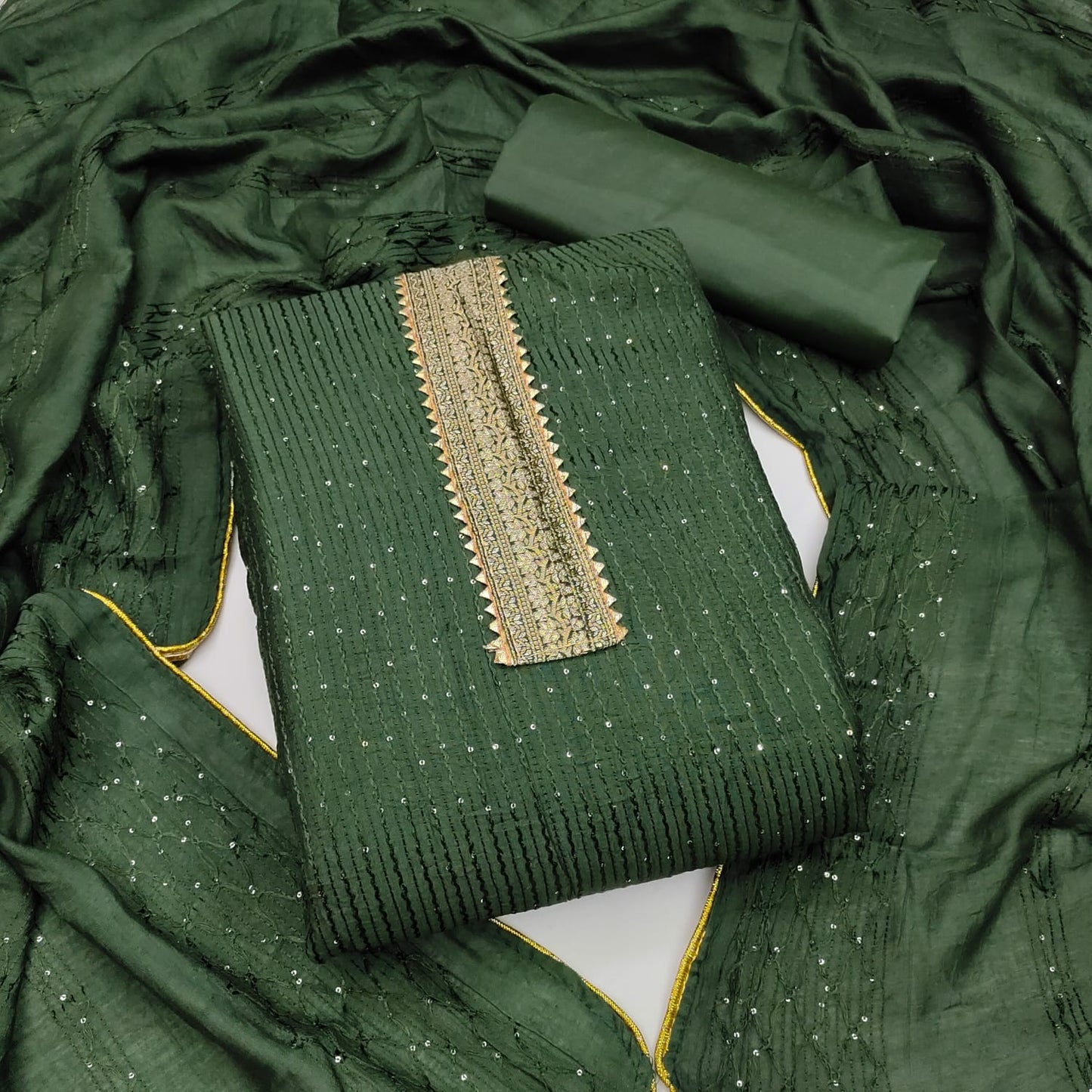 Chanderi Croset work Dress Material (Unstitched) Ethenika.com