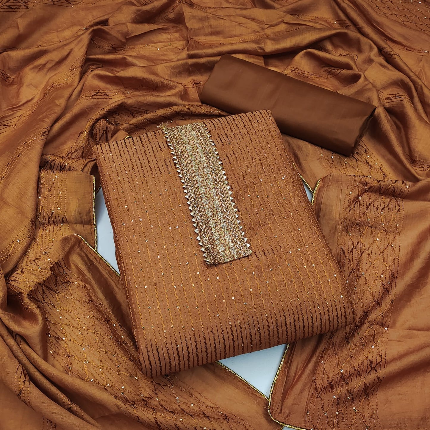 Chanderi Croset work Dress Material (Unstitched) Ethenika.com
