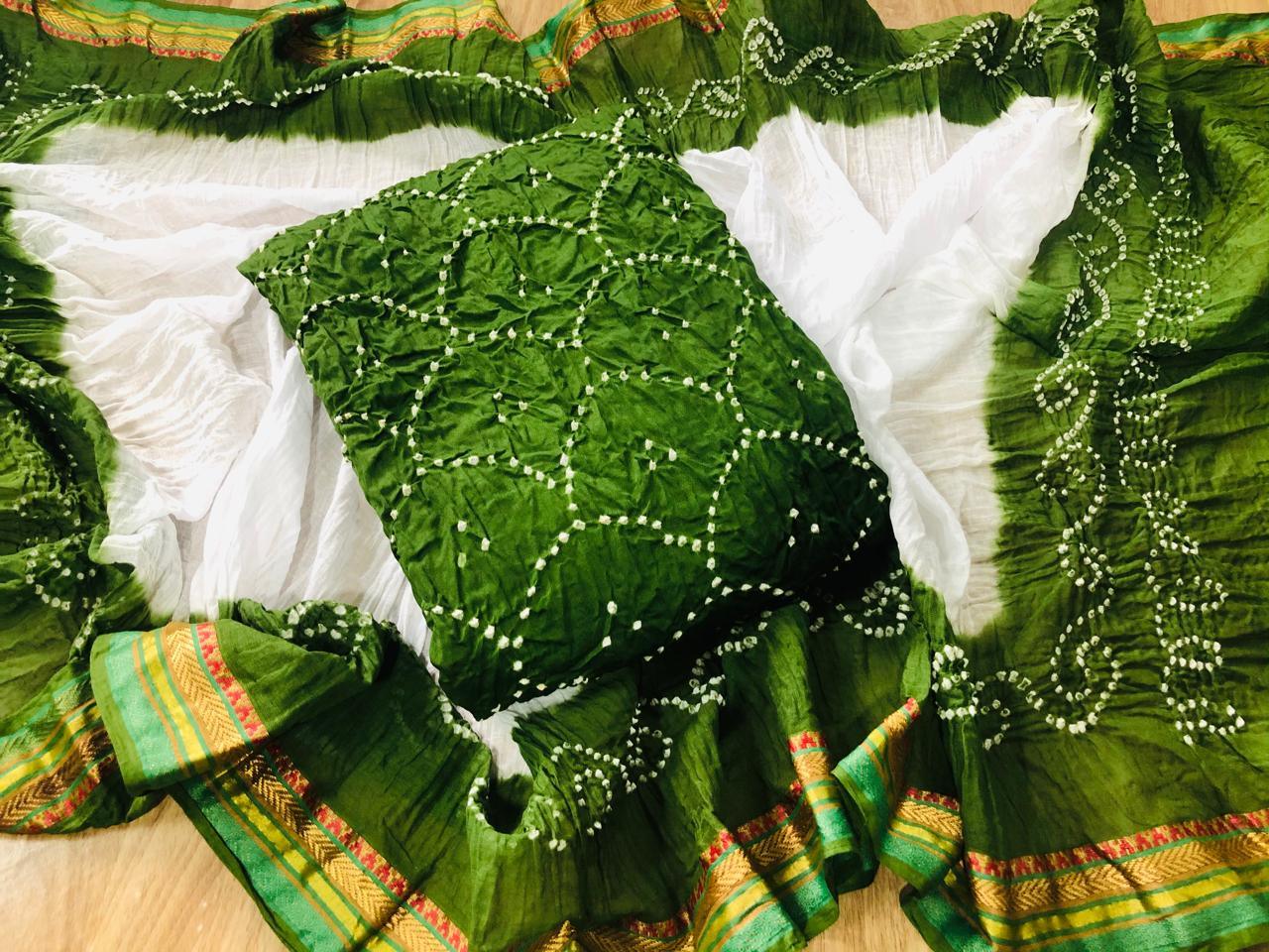 Cotton Satin Elegant White Concept Kutch Bandhani Material - Premium from Ethenika - Just INR 1490! Shop now at Ethenika.com