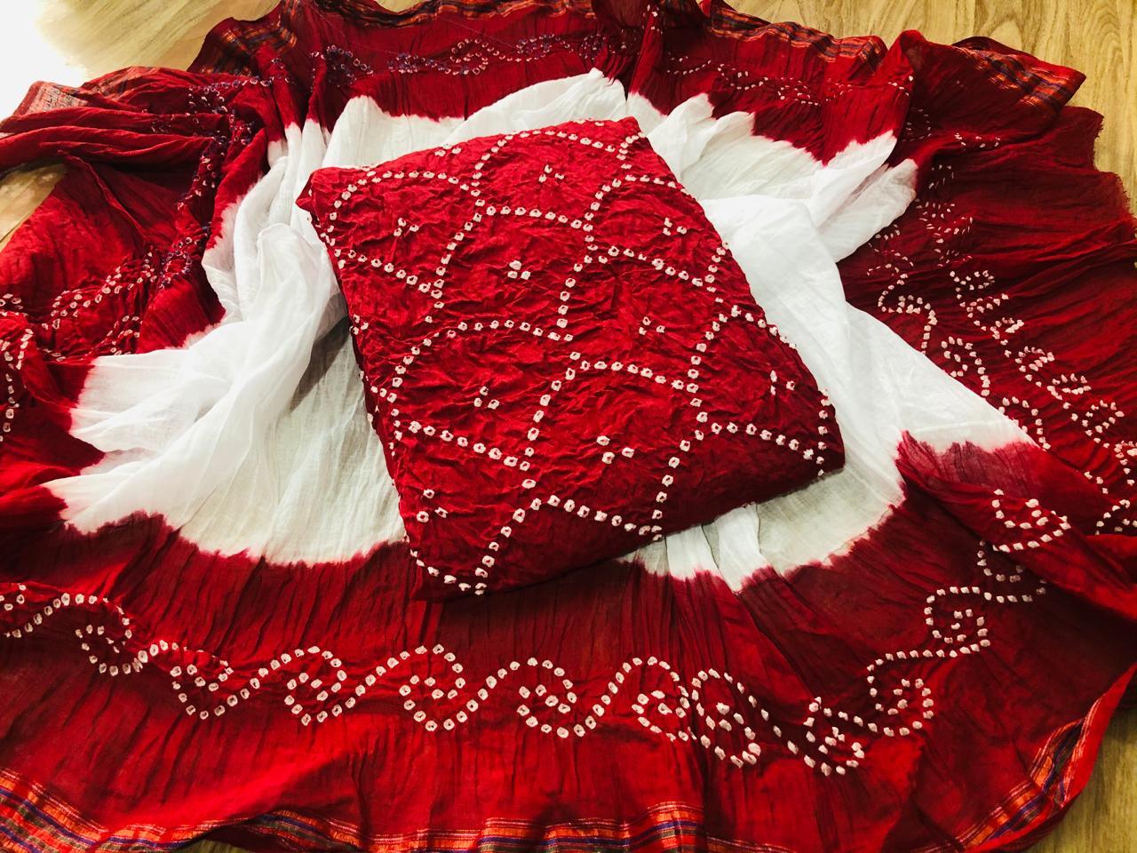 Red Bandhani Material