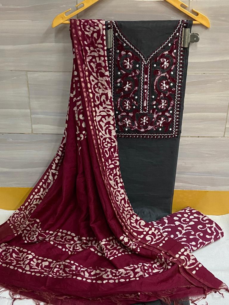 Cotton Neck Batik Work Batik Material (Unstitched) - Premium from Ethenika.com - Just INR 1490! Shop now at Ethenika.com