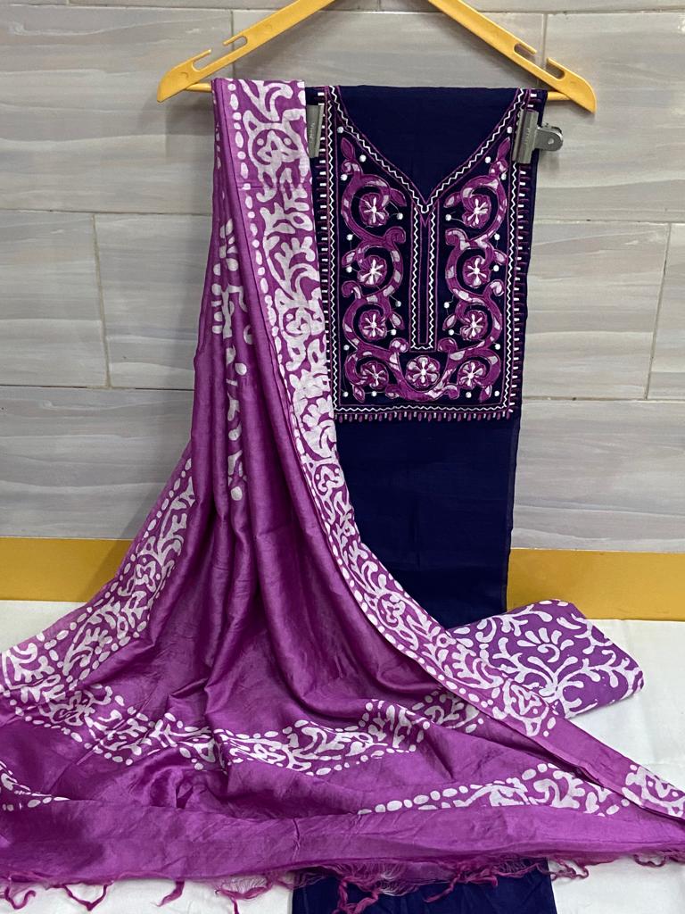 Cotton Neck Batik Work Batik Material (Unstitched) - Premium from Ethenika.com - Just INR 1490! Shop now at Ethenika.com