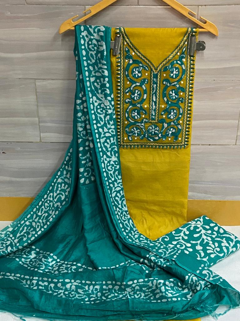 Cotton Neck Batik Work Batik Material (Unstitched) - Premium from Ethenika.com - Just INR 1490! Shop now at Ethenika.com