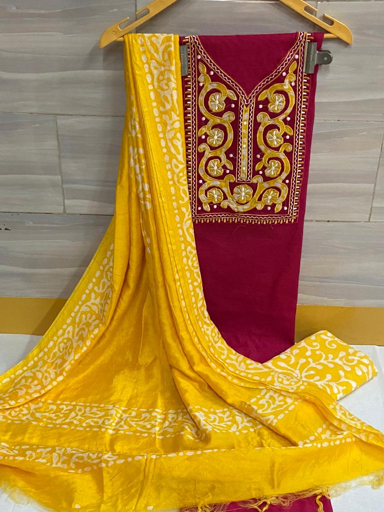 Cotton Neck Batik Work Batik Material (Unstitched) - Premium from Ethenika.com - Just INR 1490! Shop now at Ethenika.com