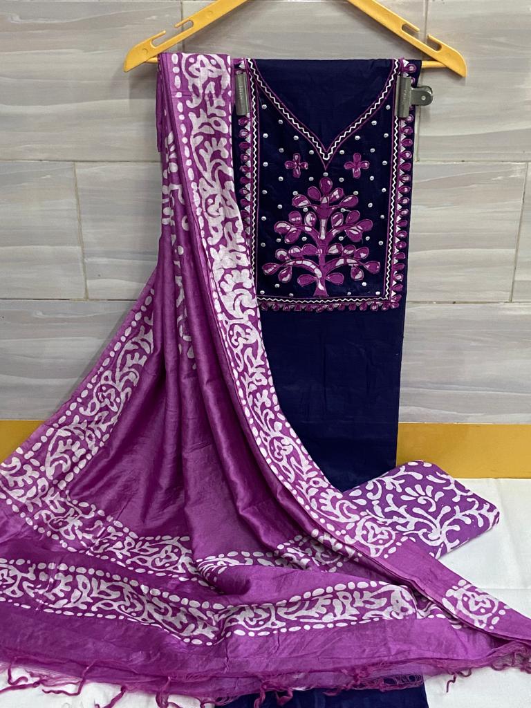 Cotton Neck Batik Work Batik Material (Unstitched) - Premium from Ethenika.com - Just INR 1490! Shop now at Ethenika.com