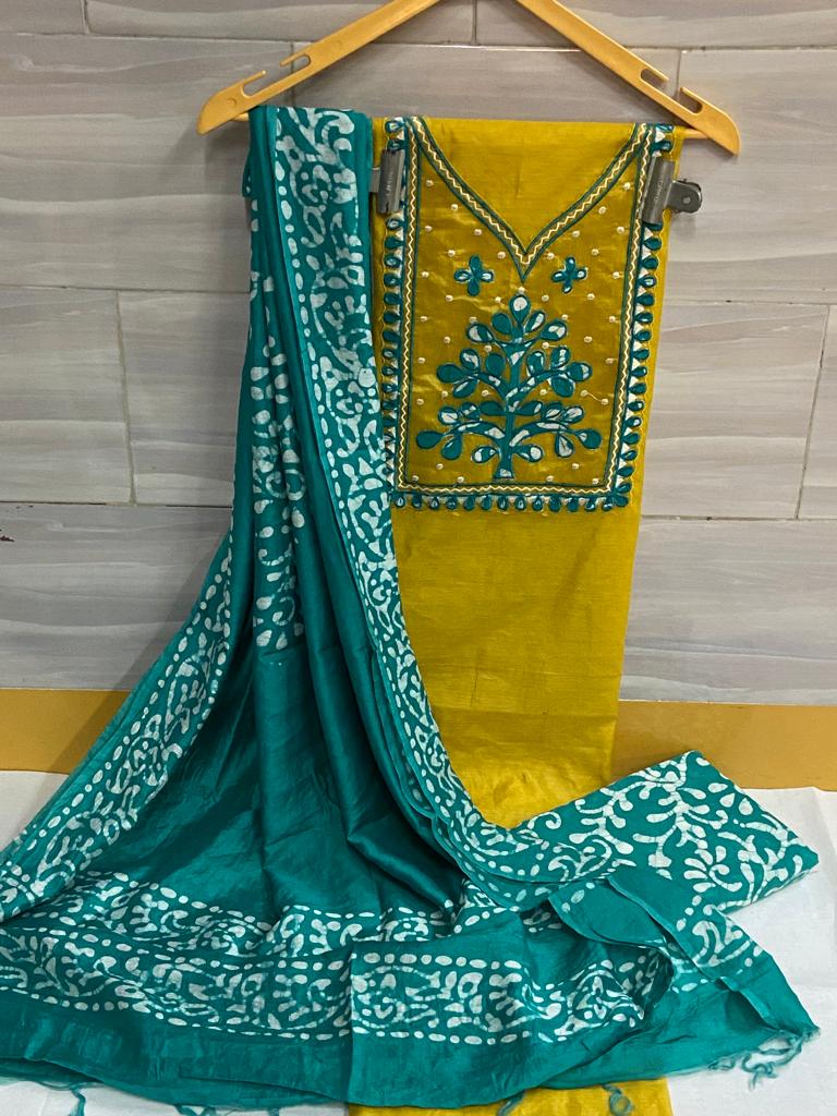 Cotton Neck Batik Work Batik Material (Unstitched) - Premium from Ethenika.com - Just INR 1490! Shop now at Ethenika.com