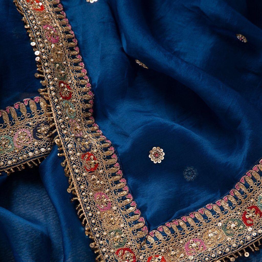 Two Tone Rangoli Silk sequence embroidery Saree Ethenika.com