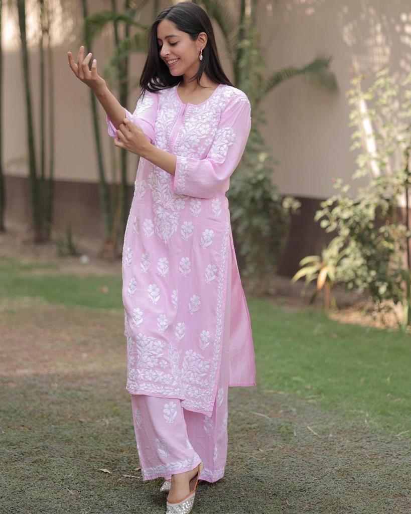 Chikankari Work Kurti Pant Set (Stitched) - Premium from Ethenika.com - Just INR 1590! Shop now at Ethenika.com