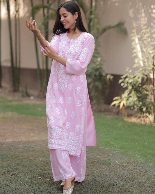 Chikankari Work Kurti Pant Set (Stitched) - Premium  from Ethenika.com - Just INR 1590! Shop now at Ethenika.com