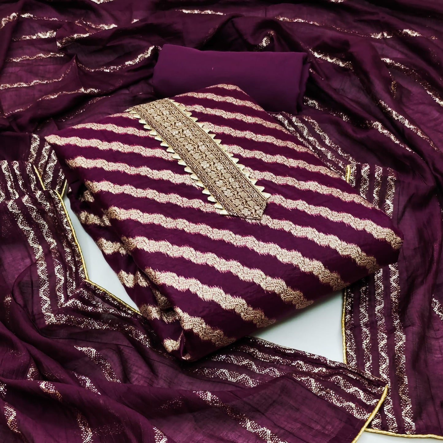 Chanderi Fancy Leheriya Print Womens Salwar Material Ethenika.com