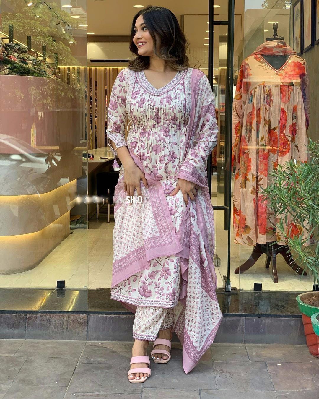 Afghani Floral work Kurti Dupatta Pant Set Ethenika.com