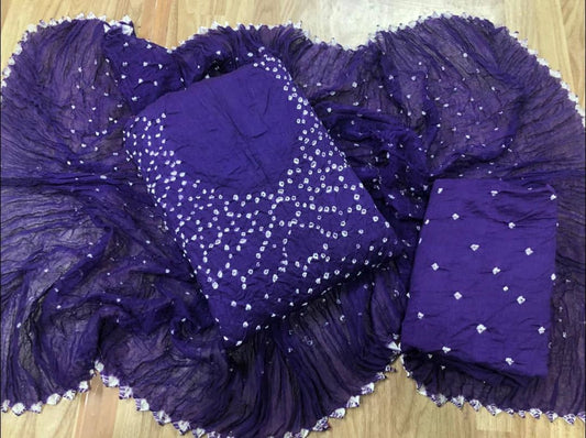 Cotton Satin Self Colour Bandhani Material (Unstitched) Ethenika.com