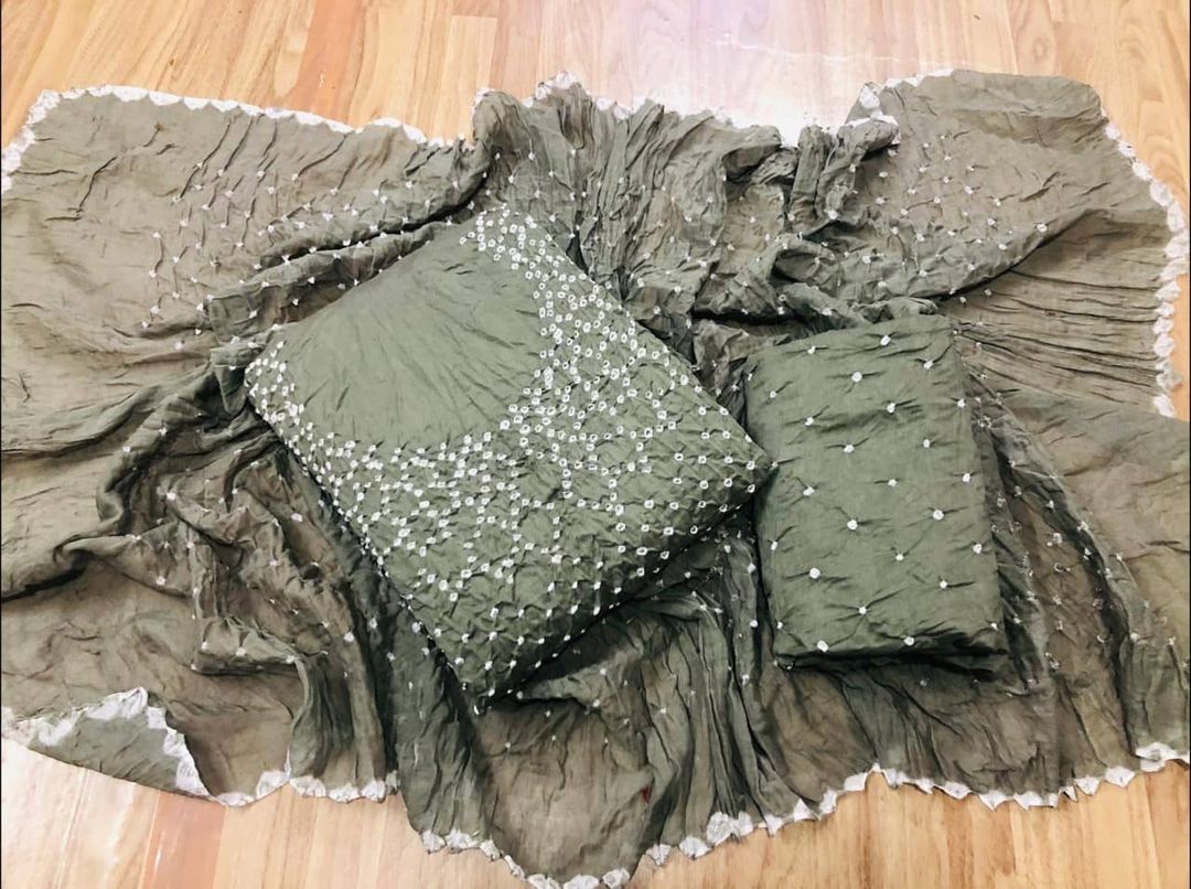 Cotton Satin Self Colour Bandhani Material (Unstitched) Ethenika.com