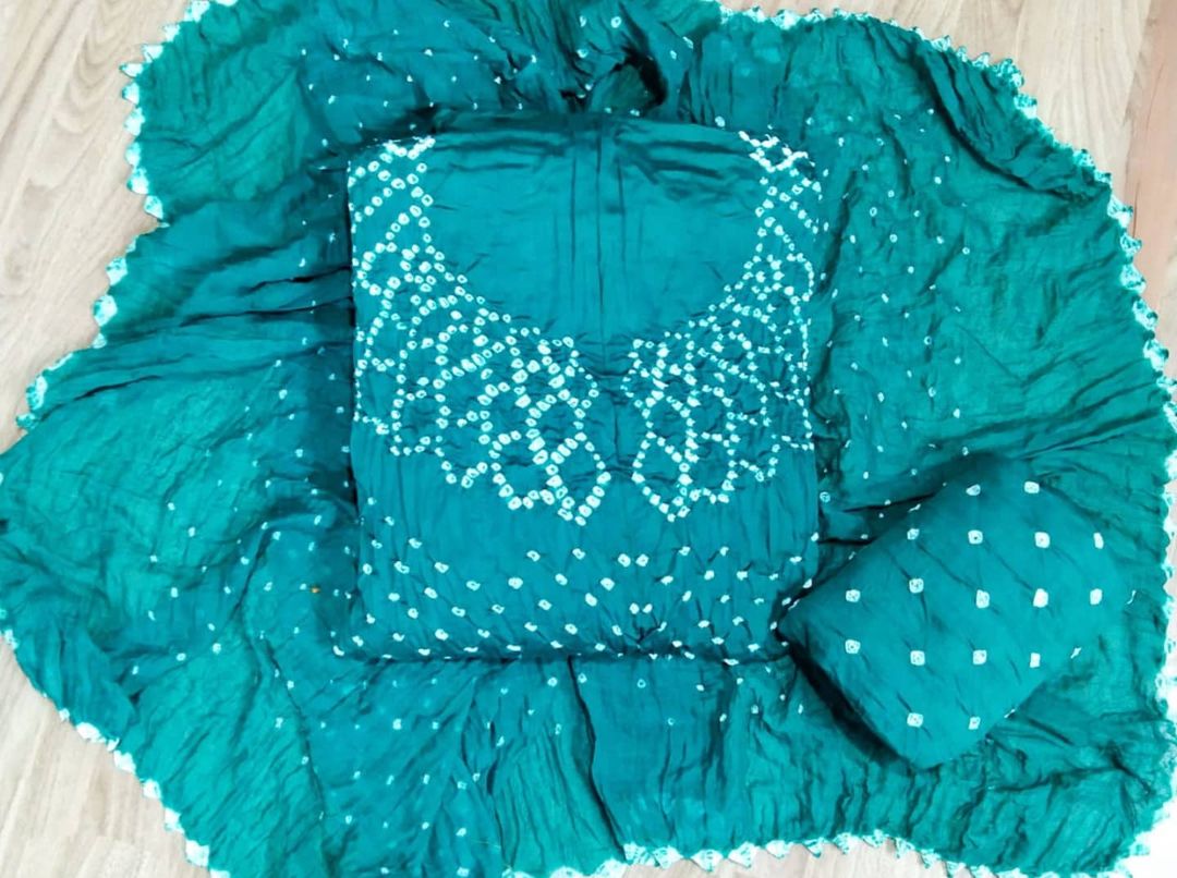 Cotton Satin Self Colour Bandhani Material (Unstitched) Ethenika.com