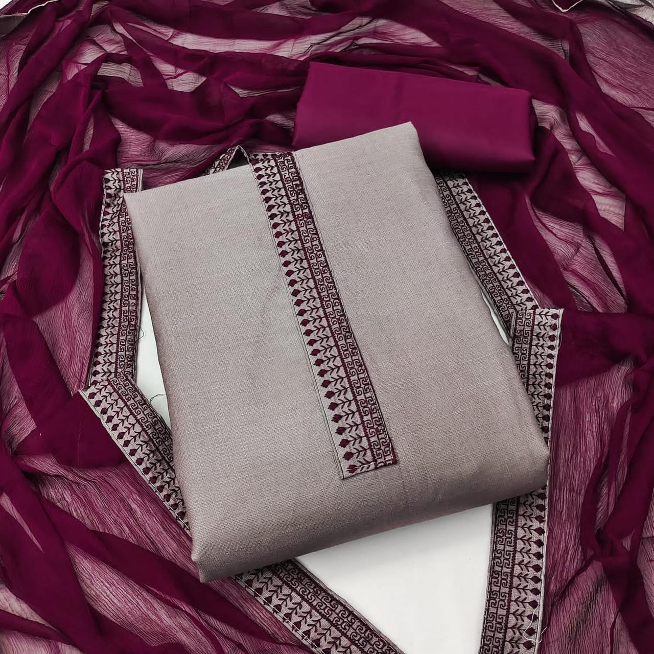 Bombay Cotton Neck work Dress Material (Unstitched) - Premium from Ethenika.com - Just INR 1090! Shop now at Ethenika.com