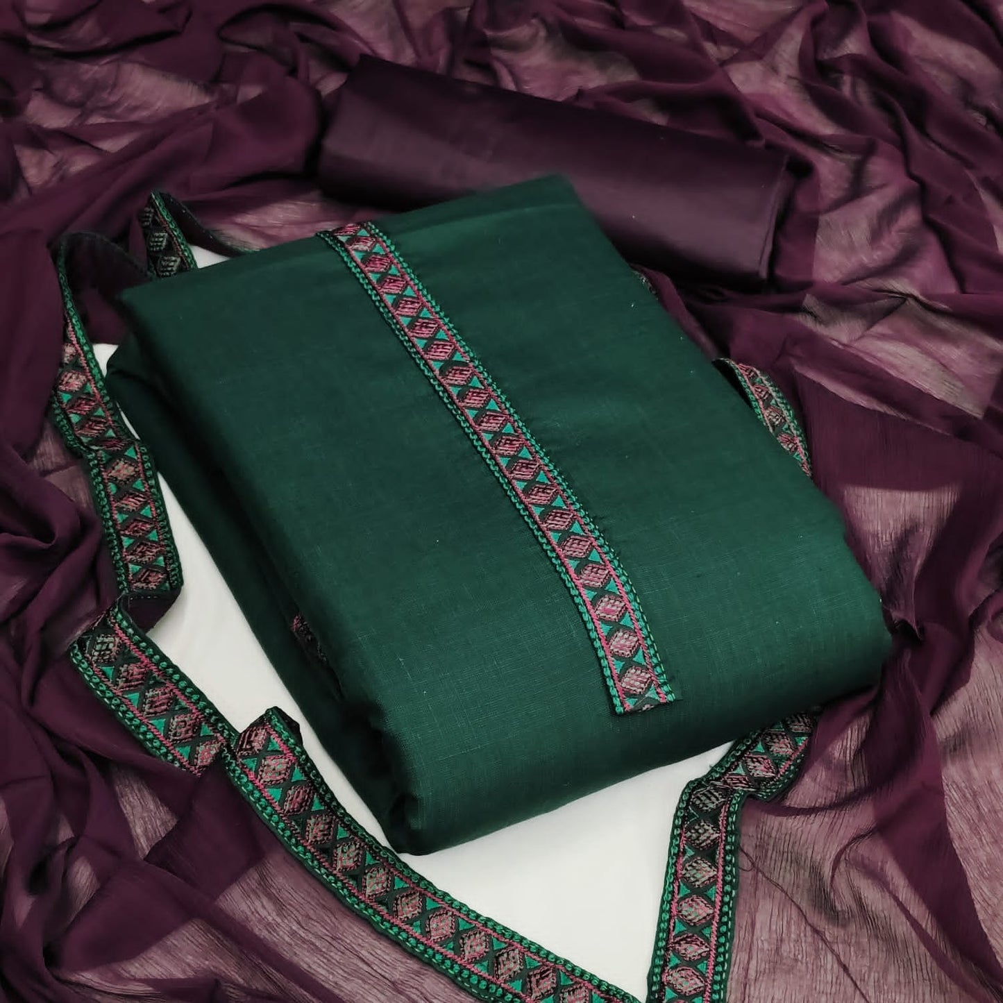 Bombay Cotton Neck work Dress Material (Unstitched) - Premium from Ethenika.com - Just INR 1090! Shop now at Ethenika.com