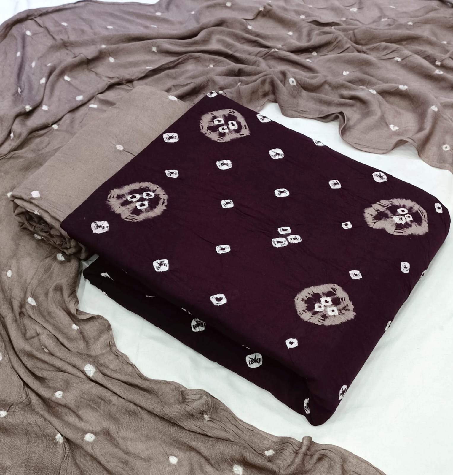 Reyon Hand Crafted Tye and Dye Bandhani Material (Unstitched) - Premium  from Ethenika.com - Just INR 1290! Shop now at Ethenika.com