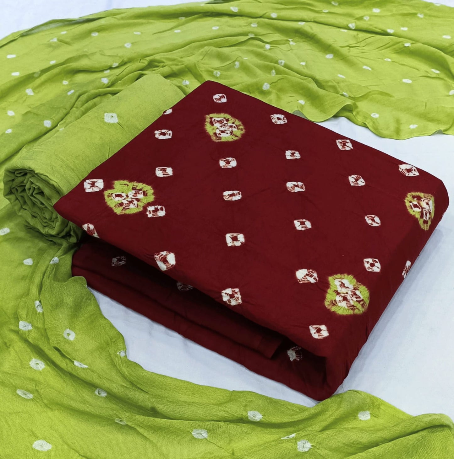 Reyon Hand Crafted Tye and Dye Bandhani Material (Unstitched) - Premium  from Ethenika.com - Just INR 1290! Shop now at Ethenika.com