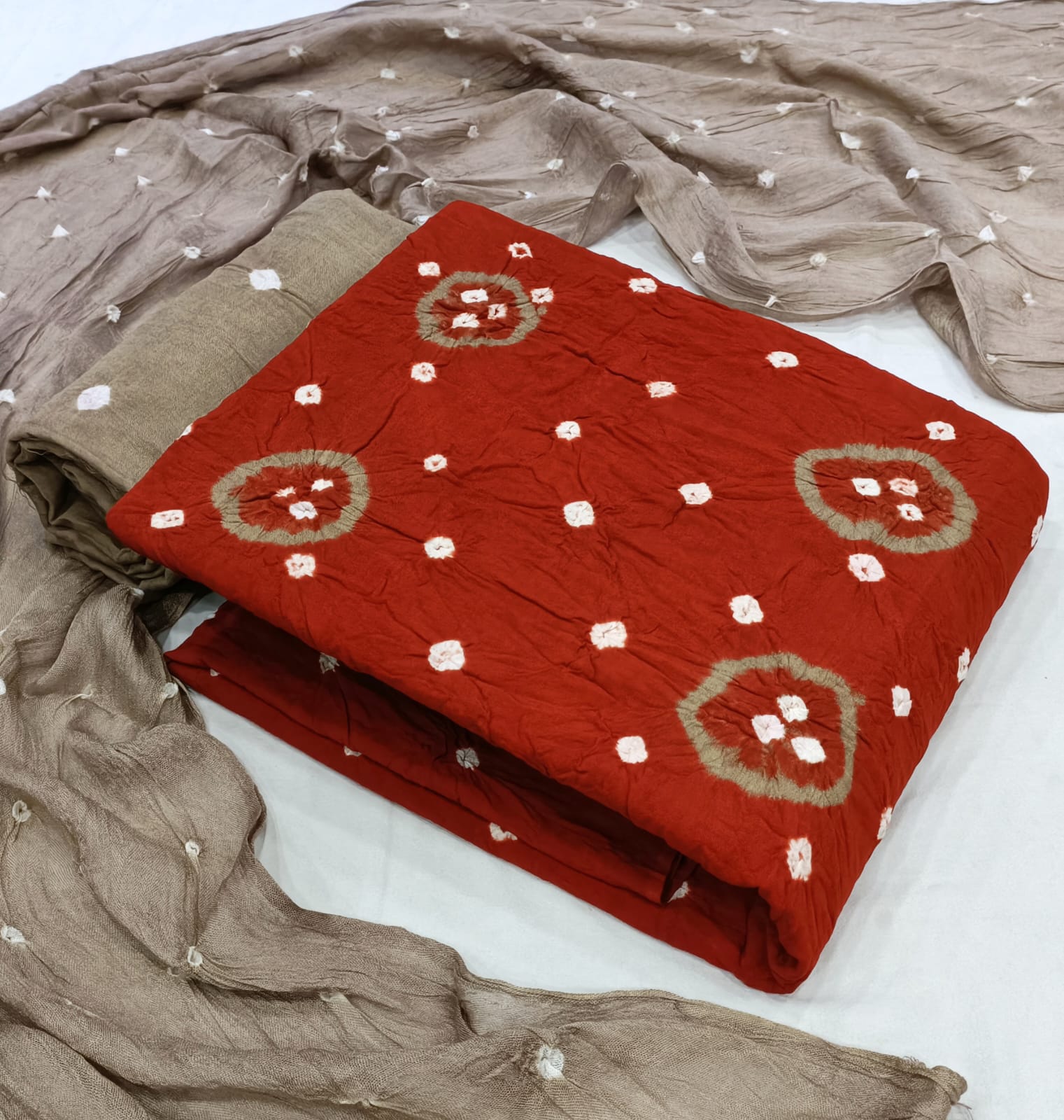 Reyon Hand Crafted Tye and Dye Bandhani Material (Unstitched) - Premium  from Ethenika.com - Just INR 1290! Shop now at Ethenika.com