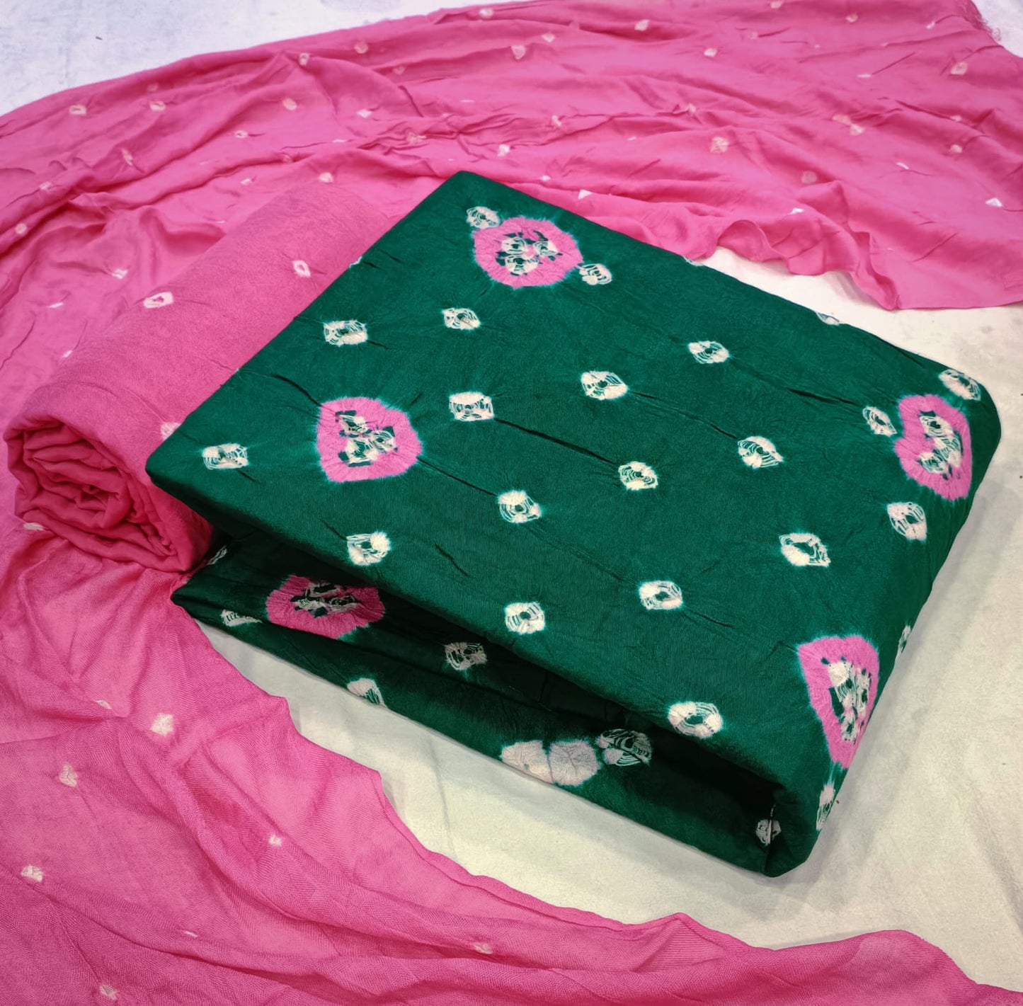 Reyon Hand Crafted Tye and Dye Bandhani Material (Unstitched) - Premium  from Ethenika.com - Just INR 1290! Shop now at Ethenika.com