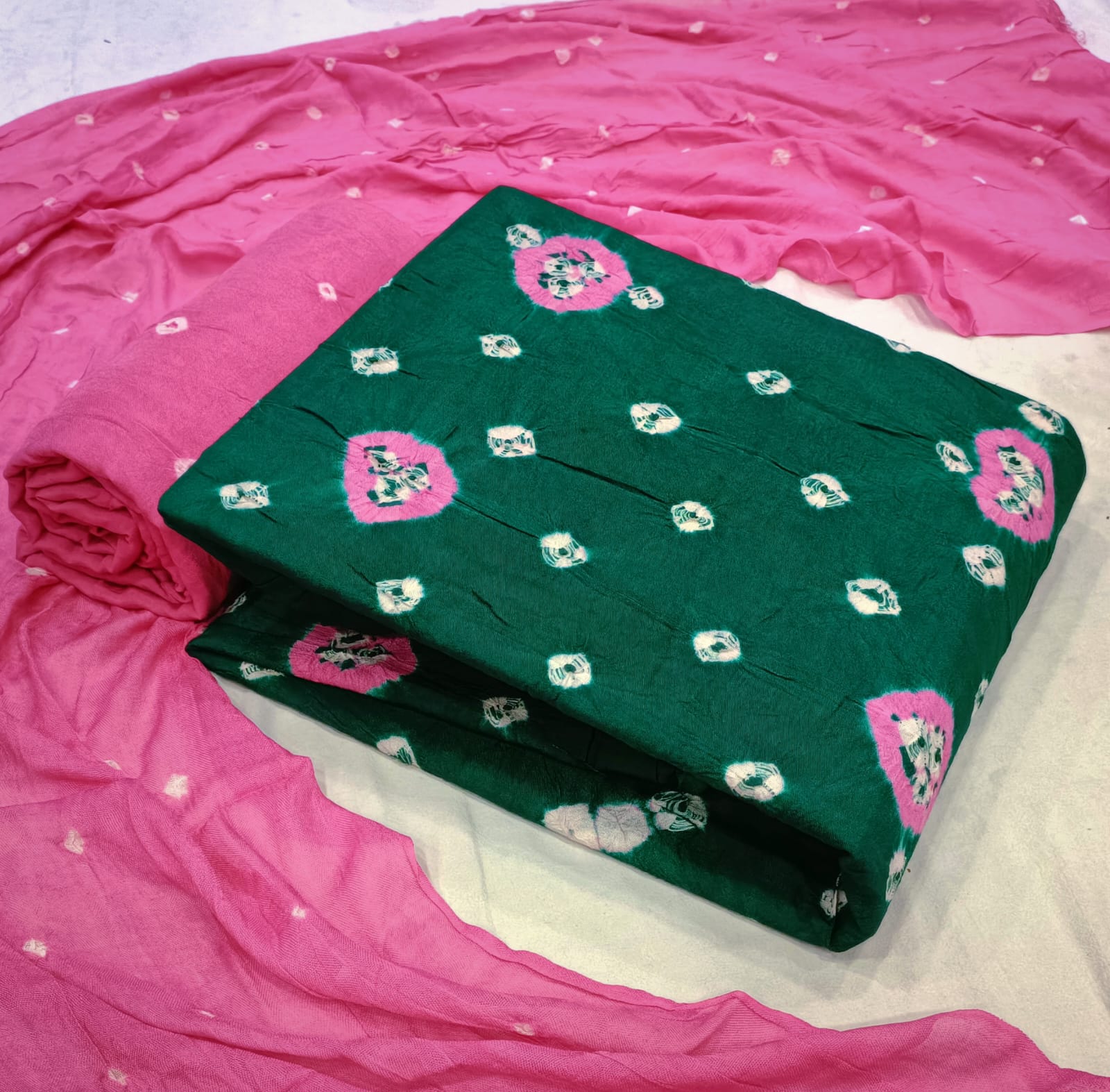 Reyon Hand Crafted Tye and Dye Bandhani Material (Unstitched) - Premium  from Ethenika.com - Just INR 1290! Shop now at Ethenika.com