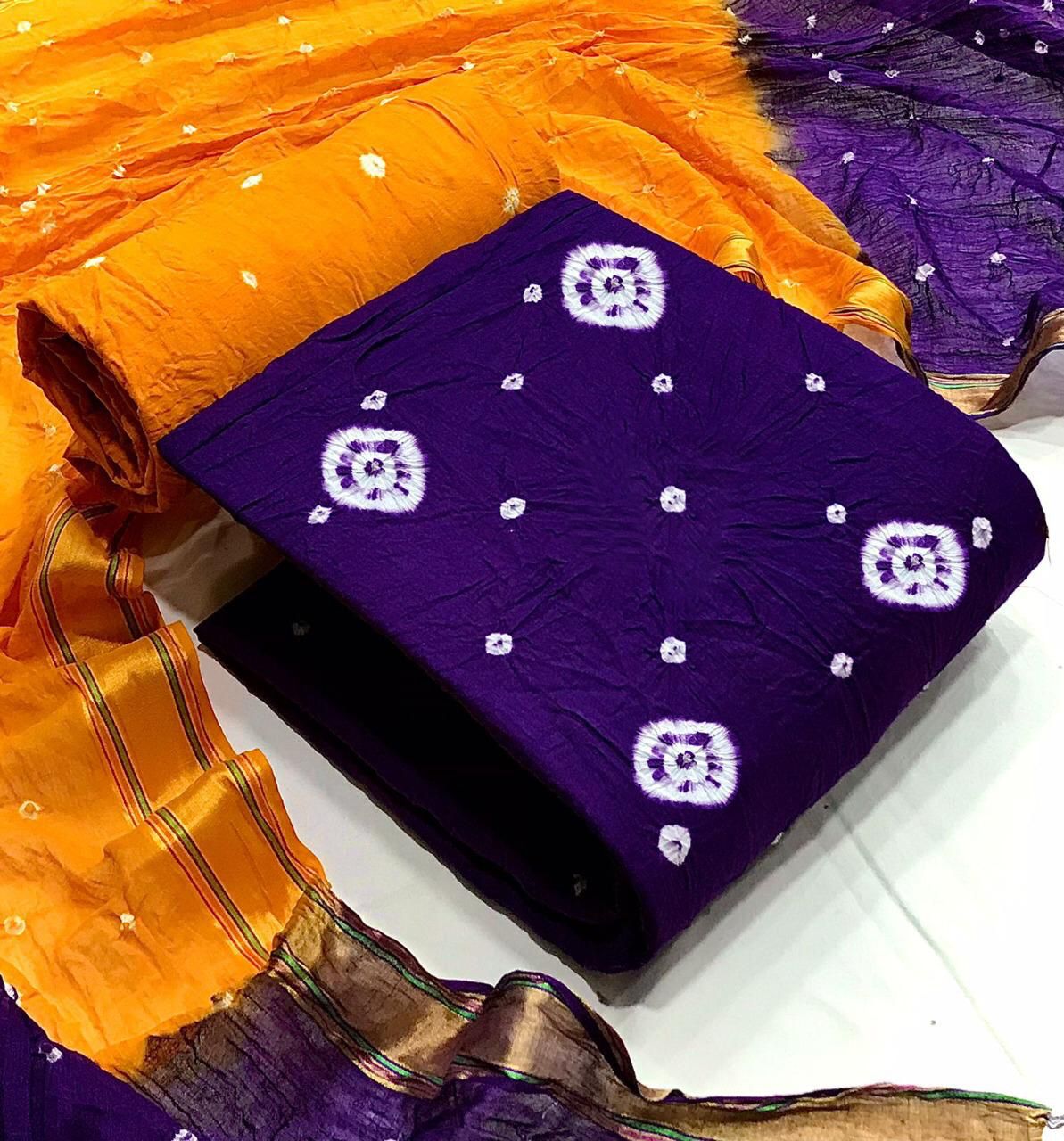 Reyon Dual Contrast Bandhani Material (Unstitched) - Premium  from Ethenika.com - Just INR 1290! Shop now at Ethenika.com