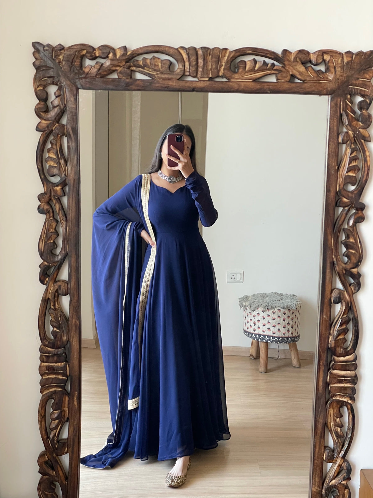 Georgette Attractive Gown Dupatta Set (Stitched) - Premium from Ethenika.com - Just INR 1690! Shop now at Ethenika.com