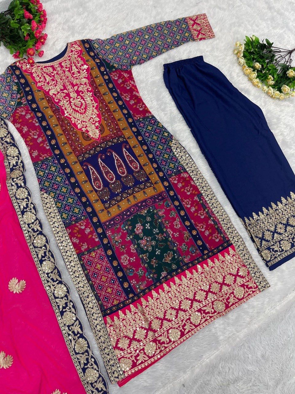 Faux Georgette Diamond Mirror work Pakistani Suit (Stitched) - Premium from Ethenika.com - Just INR 2590! Shop now at Ethenika.com