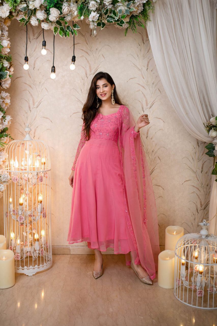 Heavy Embroidery work Gown Dupatta Set - Premium from Ethenika.com - Just INR 1490! Shop now at Ethenika.com