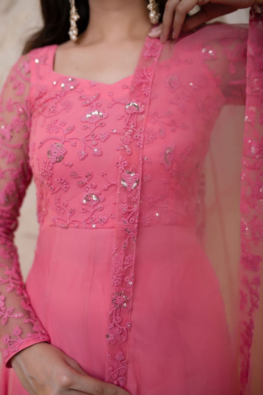 Heavy Embroidery work Gown Dupatta Set - Premium from Ethenika.com - Just INR 1490! Shop now at Ethenika.com