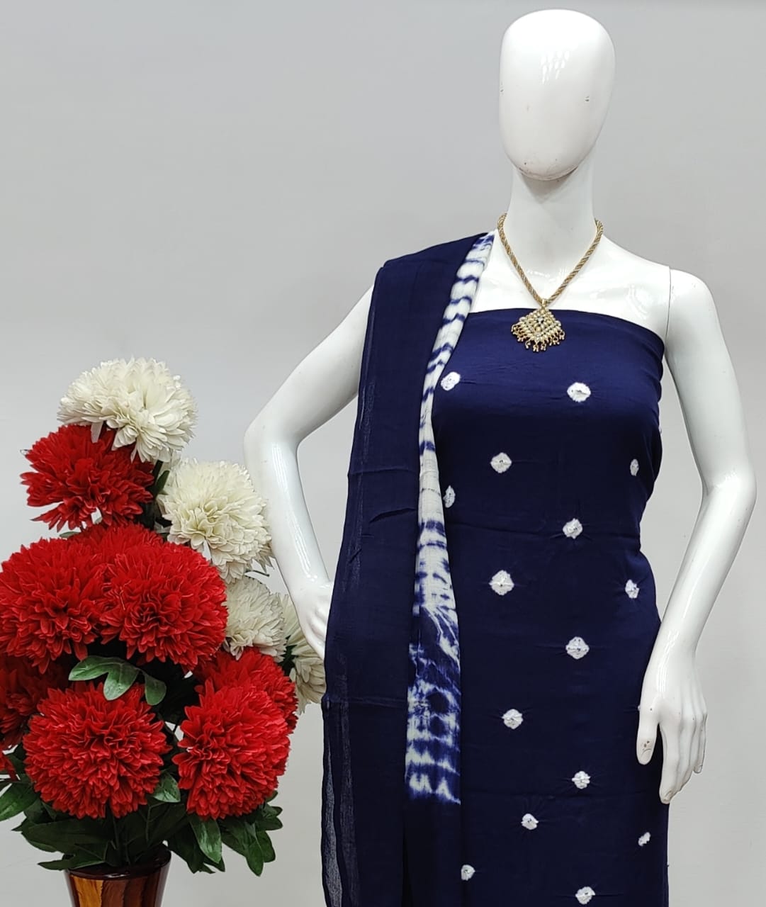 Cotton Tye and Dye Self Colour Bandhani Material (Unstitched) - Premium from Ethenika.com - Just INR 1290! Shop now at Ethenika.com